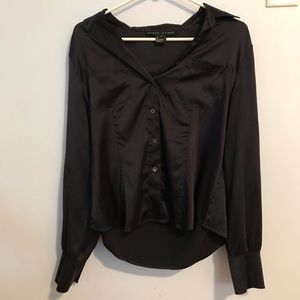 Black silk blouse button down
